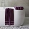 Hastings Home 2-piece Luxury Cotton Towel Set, Bath Sheet Made From 100% Zero Twist Cotton, (Eggplant/White) 274490CZW - alternate 2